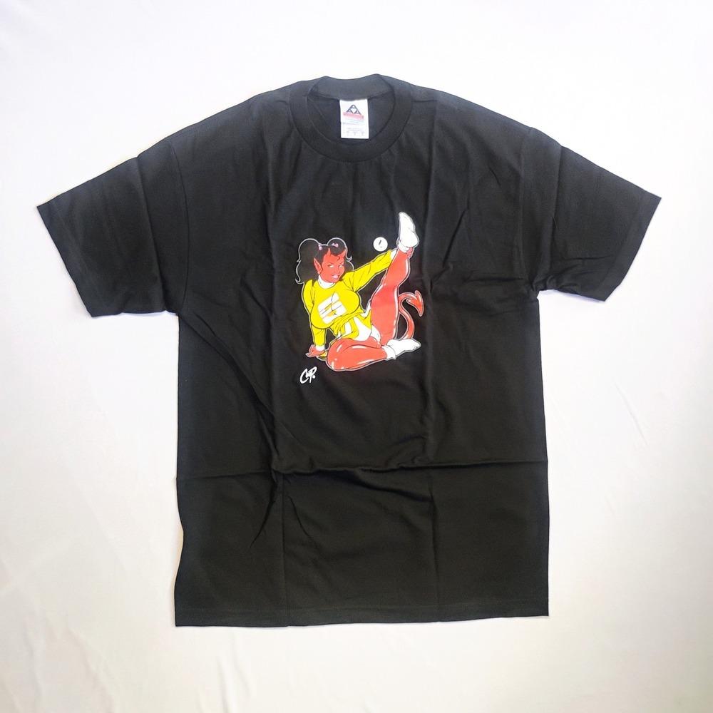 COOP Devil Girl Pinup Graphic Black T-Shirt Sz L Kustom Kulture VTG Y2k 90's NOS